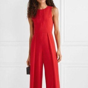 NWT Alice & Olivia Bret Pleated Wide-Leg Jumpsuit in Red Size 4
